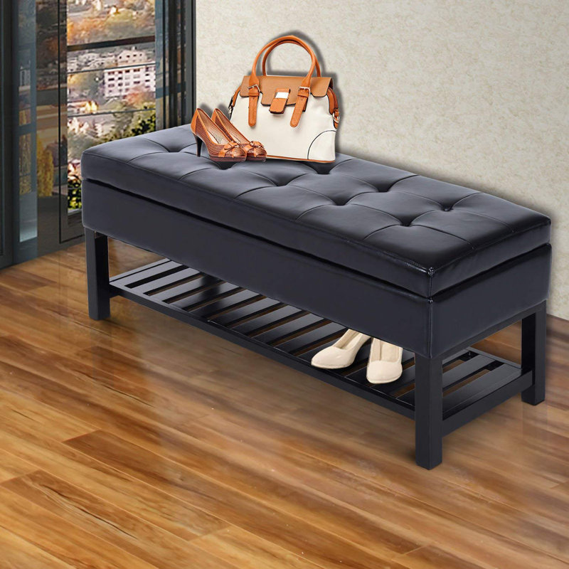 Winston Porter Vanwagoner Faux Leather Flip Top Storage Bench & Reviews